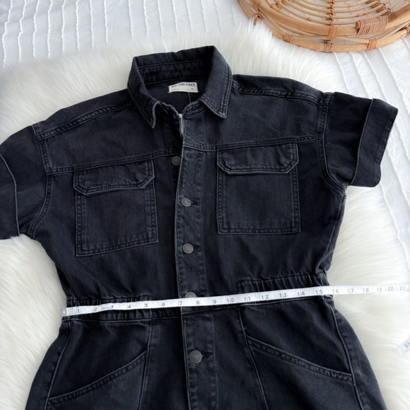 Free People We The Free Marci Cuffed Shortalls Rebel Black Shorts Denim Romper M - Picture 12 of 12